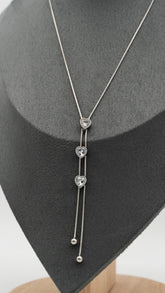 Silver Trilove Lariat Necklace